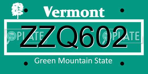 ZZQ602 Vermont License Plate