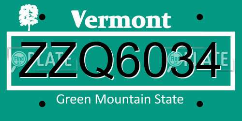 ZZQ6034 Vermont License Plate