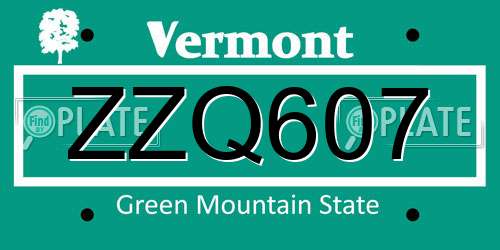 ZZQ607 Vermont License Plate