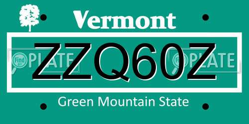 ZZQ60Z Vermont License Plate