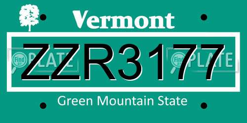 ZZR3177 Vermont License Plate