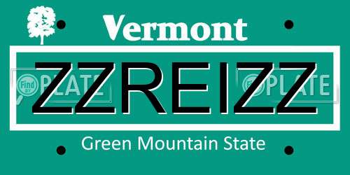 ZZREIZZ Vermont License Plate