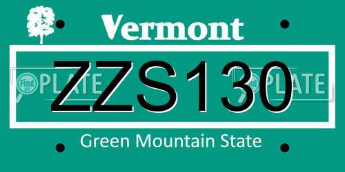 ZZS130 Vermont License Plate