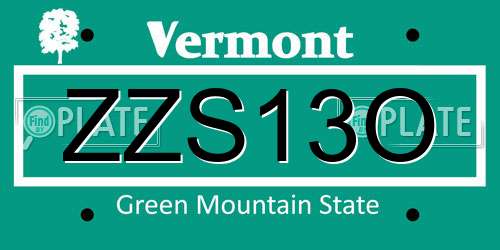 ZZS13O Vermont License Plate