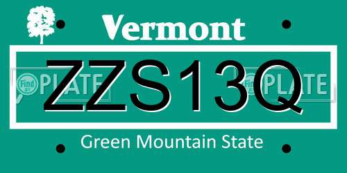 ZZS13Q Vermont License Plate