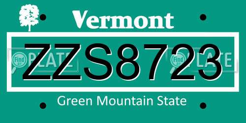 ZZS8723 Vermont License Plate
