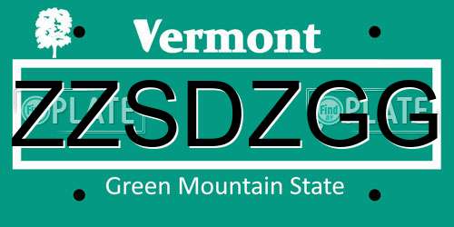 ZZSDZGG Vermont License Plate