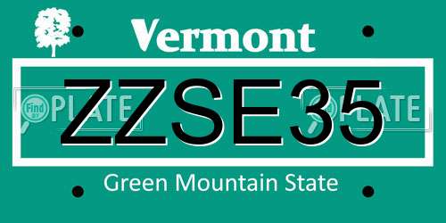 ZZSE35 Vermont License Plate