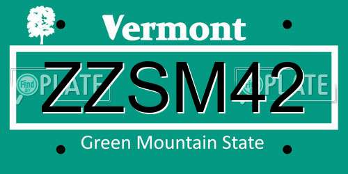 ZZSM42 Vermont License Plate