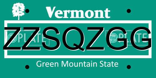 ZZSQZGG Vermont License Plate
