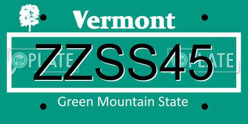 ZZSS45 Vermont License Plate