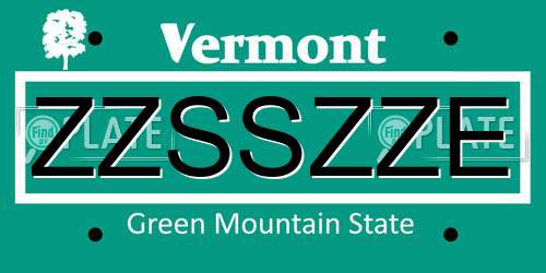 ZZSSZZE Vermont License Plate
