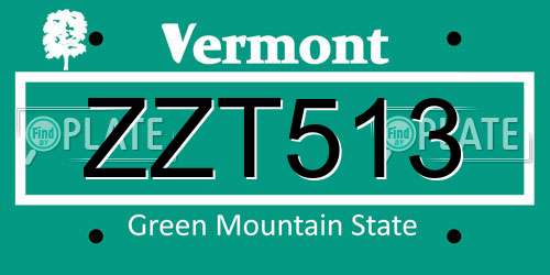 ZZT513 Vermont License Plate