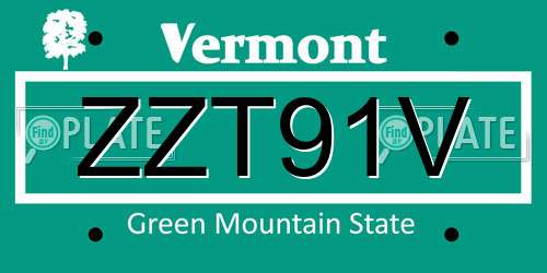 ZZT91V Vermont License Plate