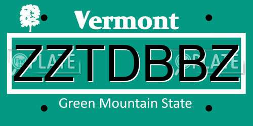 ZZTDBBZ Vermont License Plate