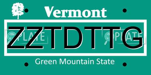 ZZTDTTG Vermont License Plate