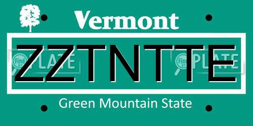 ZZTNTTE Vermont License Plate