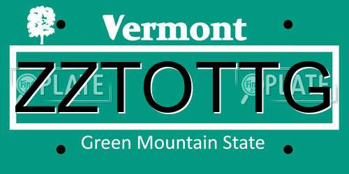 ZZTOTTG Vermont License Plate