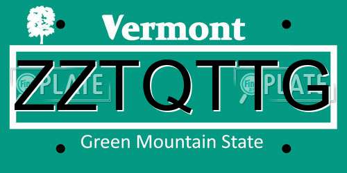 ZZTQTTG Vermont License Plate