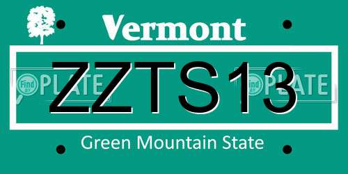 ZZTS13 Vermont License Plate