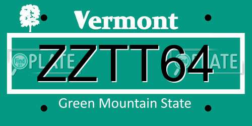 ZZTT64 Vermont License Plate