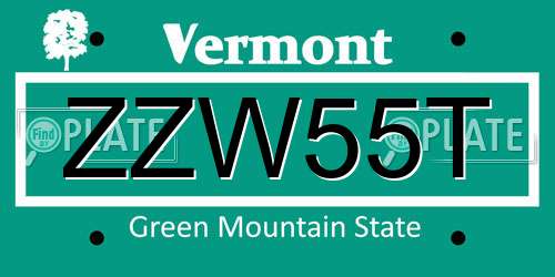 ZZW55T Vermont License Plate