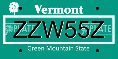 ZZW55Z Vermont License Plate