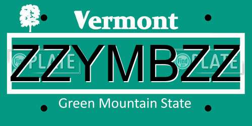 ZZYMBZZ Vermont License Plate