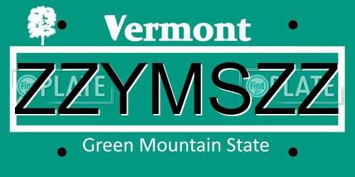 ZZYMSZZ Vermont License Plate