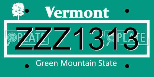 ZZZ1313 Vermont License Plate
