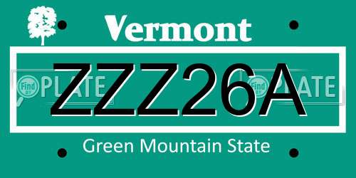 ZZZ26A Vermont License Plate