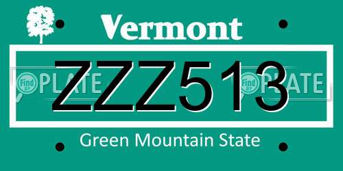 ZZZ513 Vermont License Plate