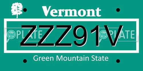 ZZZ91V Vermont License Plate