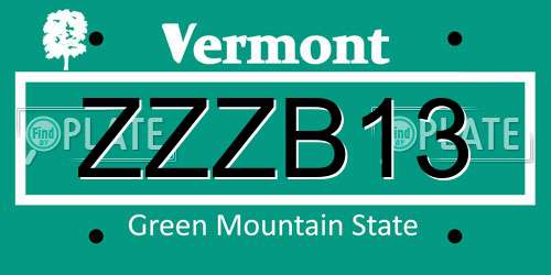 ZZZB13 Vermont License Plate
