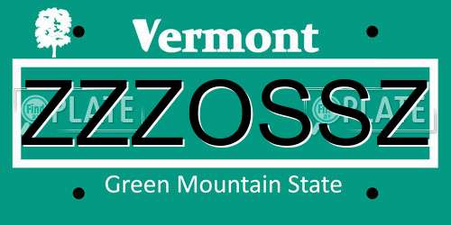 ZZZOSSZ Vermont License Plate