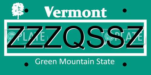 ZZZQSSZ Vermont License Plate