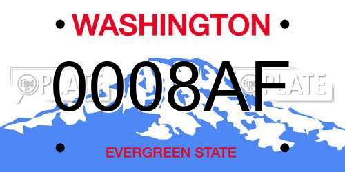 0008AF Washington License Plate