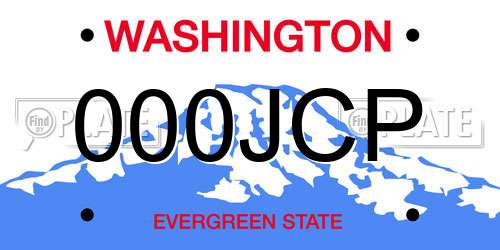 000JCP Washington License Plate