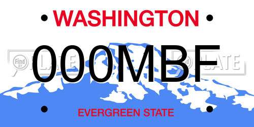 000MBF Washington License Plate