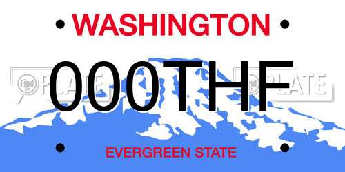 000THF Washington License Plate