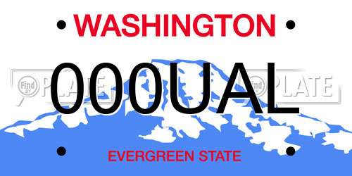 000UAL Washington License Plate