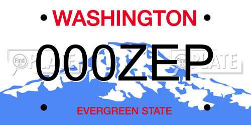 000ZEP Washington License Plate