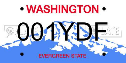001YDF Washington License Plate