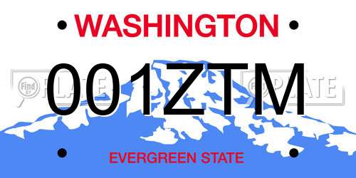 001ZTM Washington License Plate