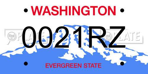 0021RZ Washington License Plate