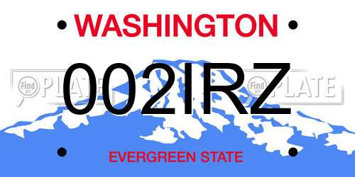 002IRZ Washington License Plate