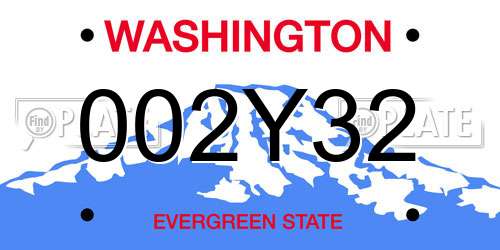 002Y32 Washington License Plate