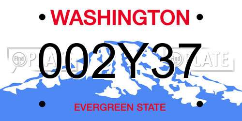 002Y37 Washington License Plate