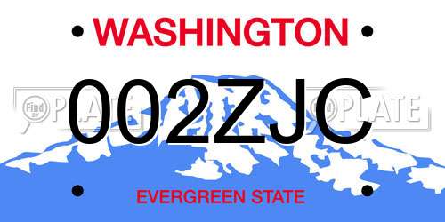 002ZJC Washington License Plate