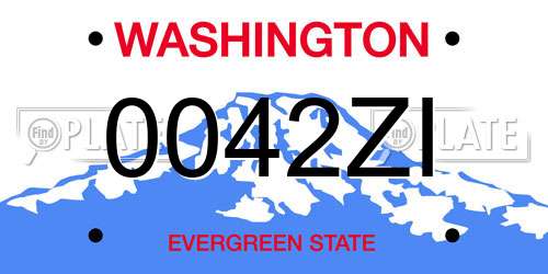 0042ZI Washington License Plate